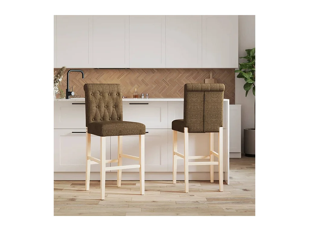 Chaises de bar lot de 2 bois massif d'hévéa et tissu