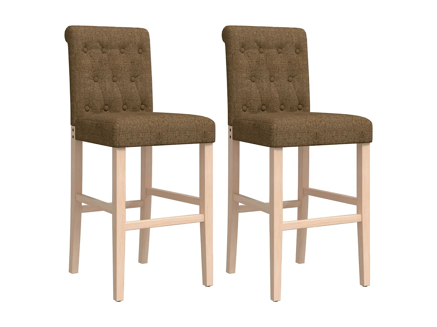 Chaises de bar lot de 2 bois massif d'hévéa et tissu