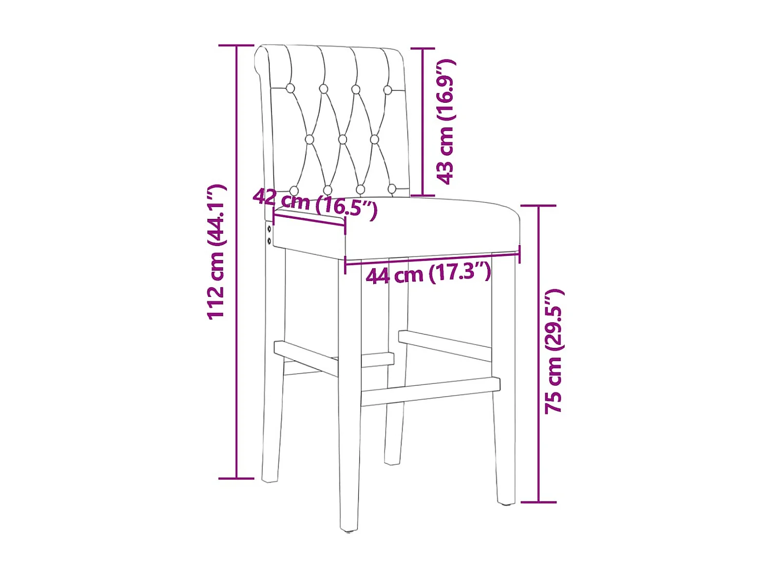 Chaises de bar lot de 2 bois massif d'hévéa et tissu