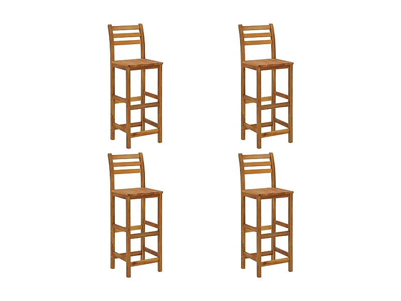 Chaise de bar bois massif clair Poka - Lot de 4