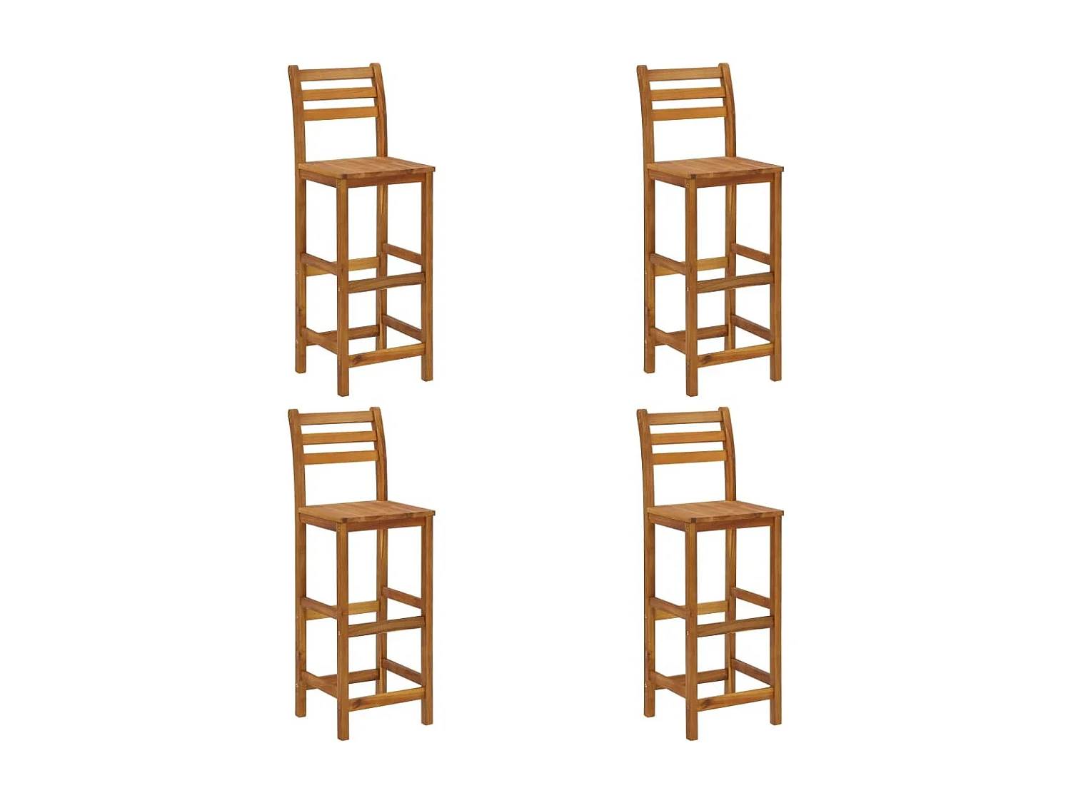 Chaise de bar bois massif clair Poka - Lot de 4