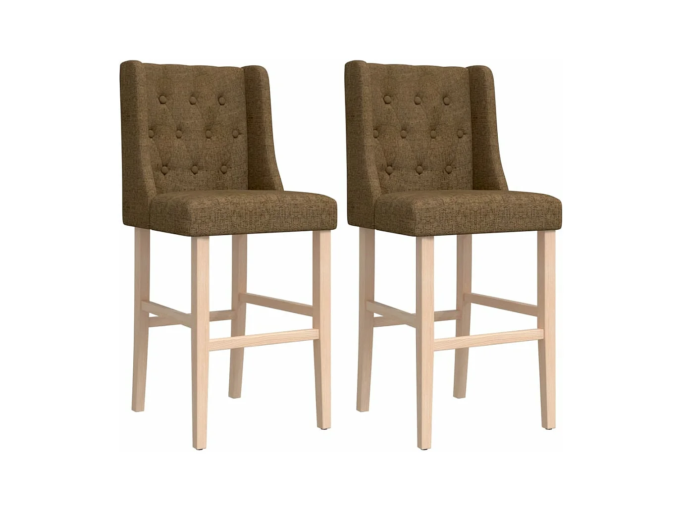 vidaXL Taburetes altos 2 uds madera maciza de caucho y tela Gris Topo