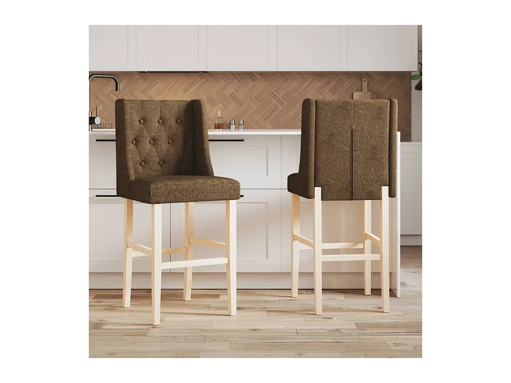 Chaises de bar lot de 2 bois massif d'hévéa et tissu
