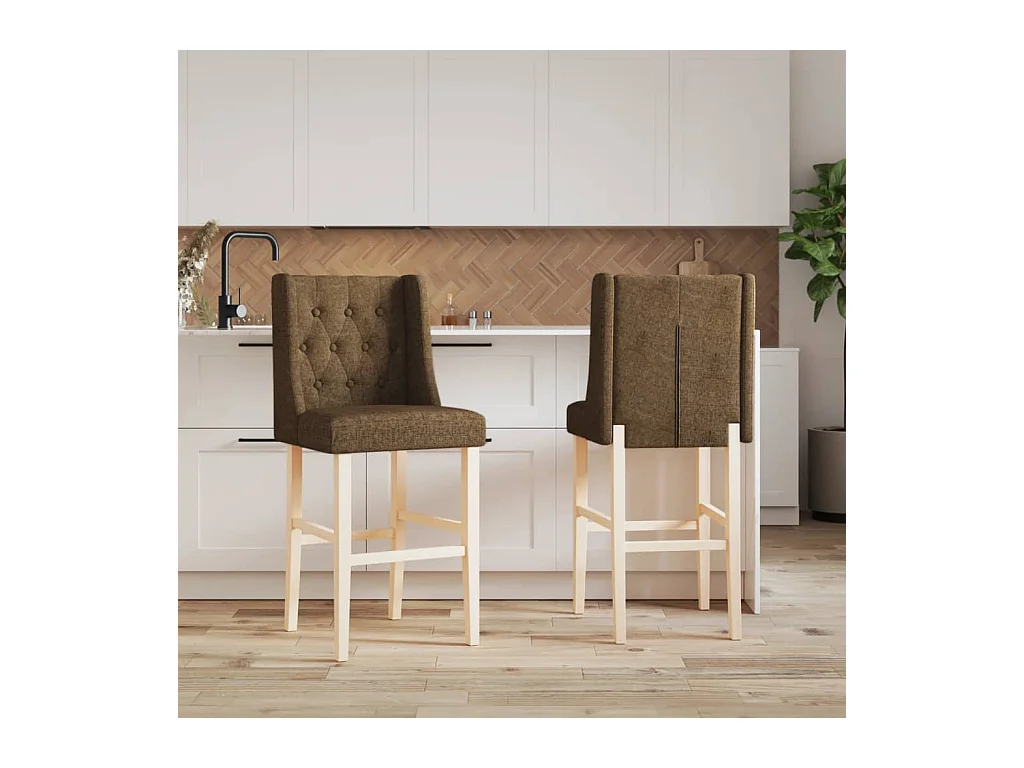 Chaises de bar lot de 2 bois massif d'hévéa et tissu
