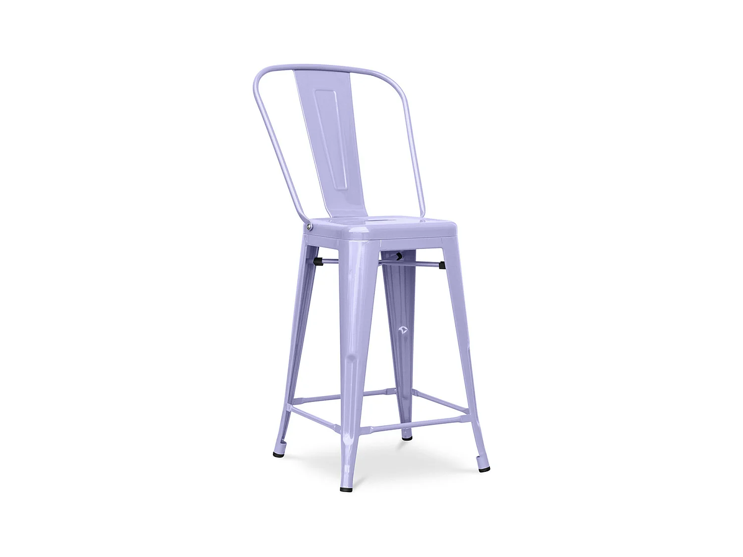 Tabouret industriel avec dossier haut acier brillant Kalax 60cm --Couleur Parme