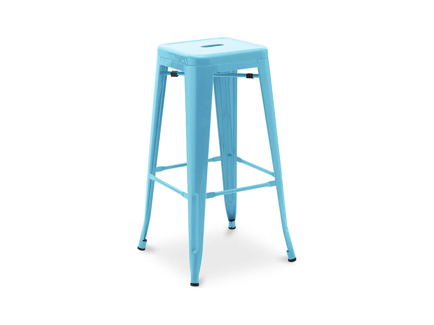 Tabouret haut industriel acier brillant renforcé Kalax 76cm --Couleur Bleu turquoise