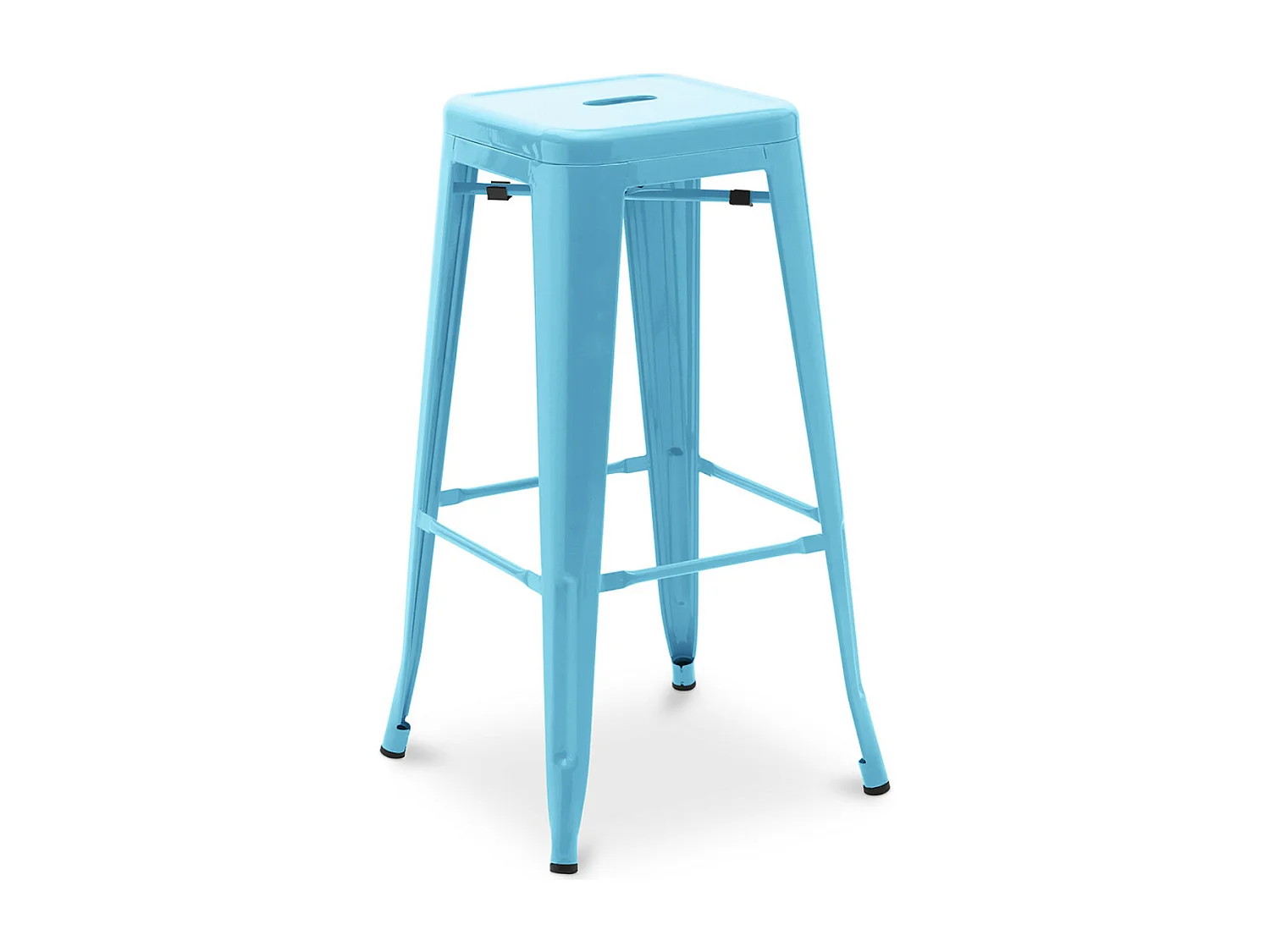 Tabouret haut industriel acier brillant renforcé Kalax 76cm --Couleur Bleu turquoise