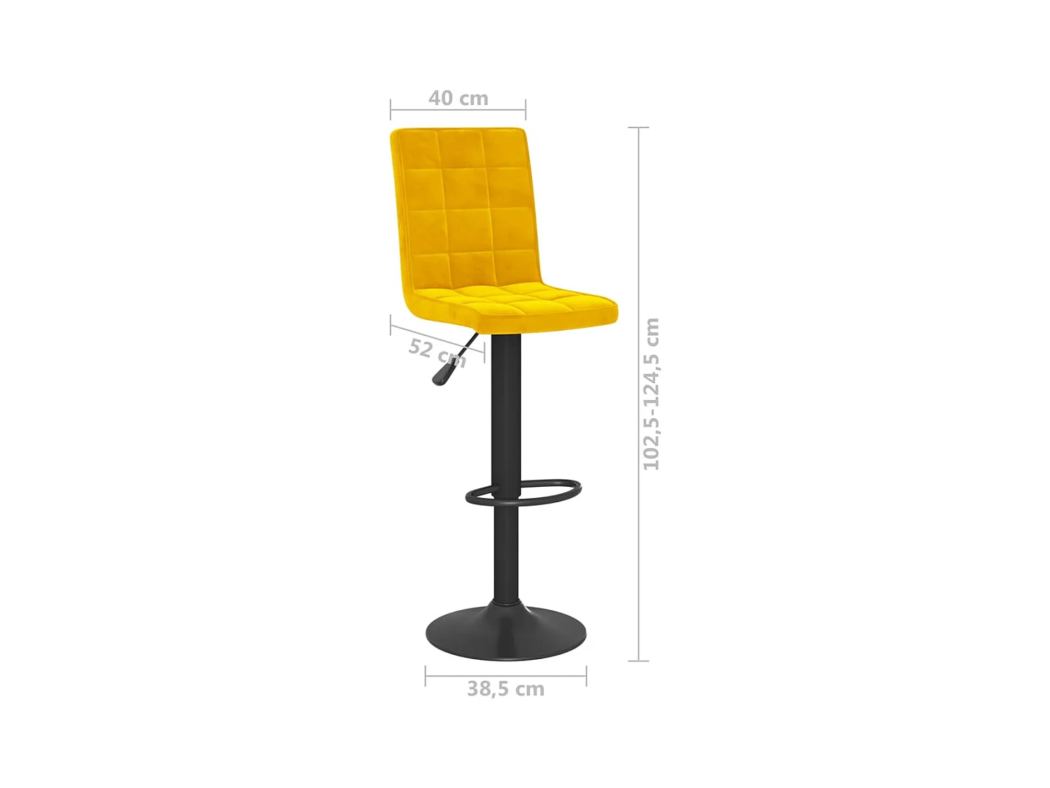 Tabourets de bar 2 pcs Jaune moutarde Velours 13