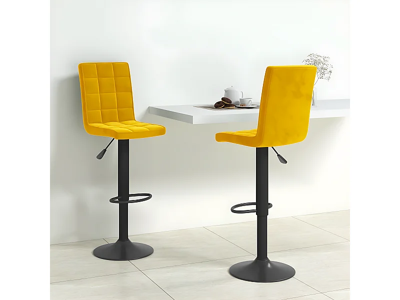 Tabourets de bar 2 pcs Jaune moutarde Velours 13