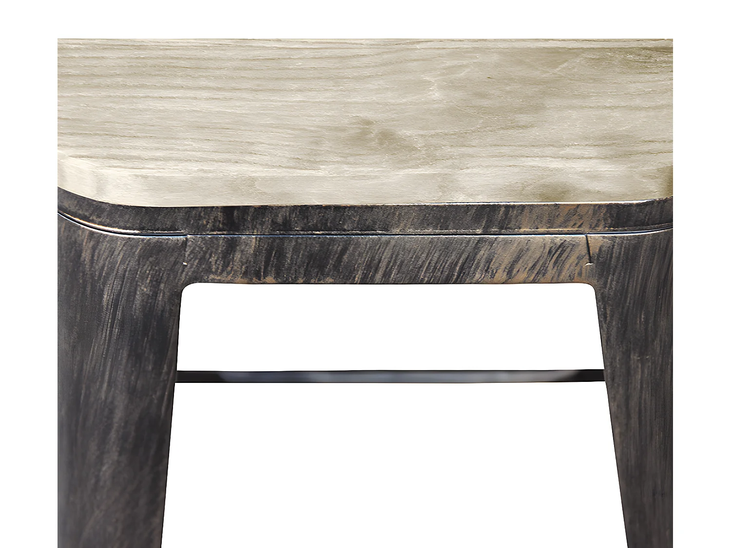 Tabouret acier vintage bronze et assise en bois massif naturel Reko 76cm