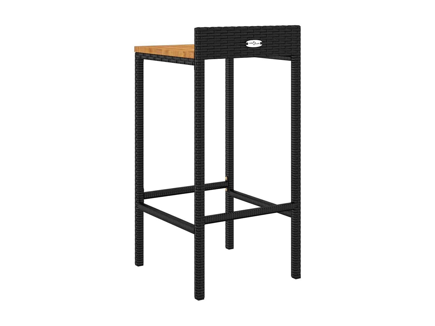Tabourets de bar 4 pcs noir résine tressée et bois d'acacia