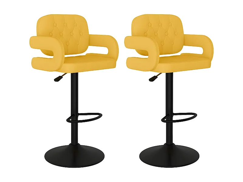 Tabourets de bar 2 pcs Jaune moutarde Tissu Verka