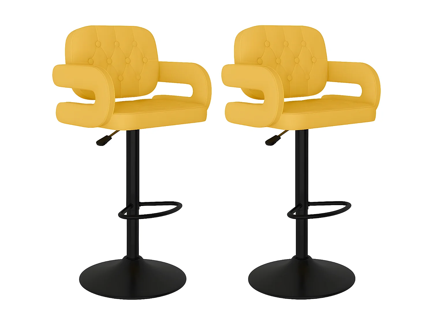 Tabourets de bar 2 pcs Jaune moutarde Tissu Verka