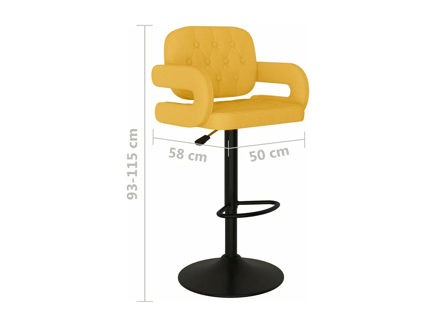Tabourets de bar 2 pcs Jaune moutarde Tissu Verka