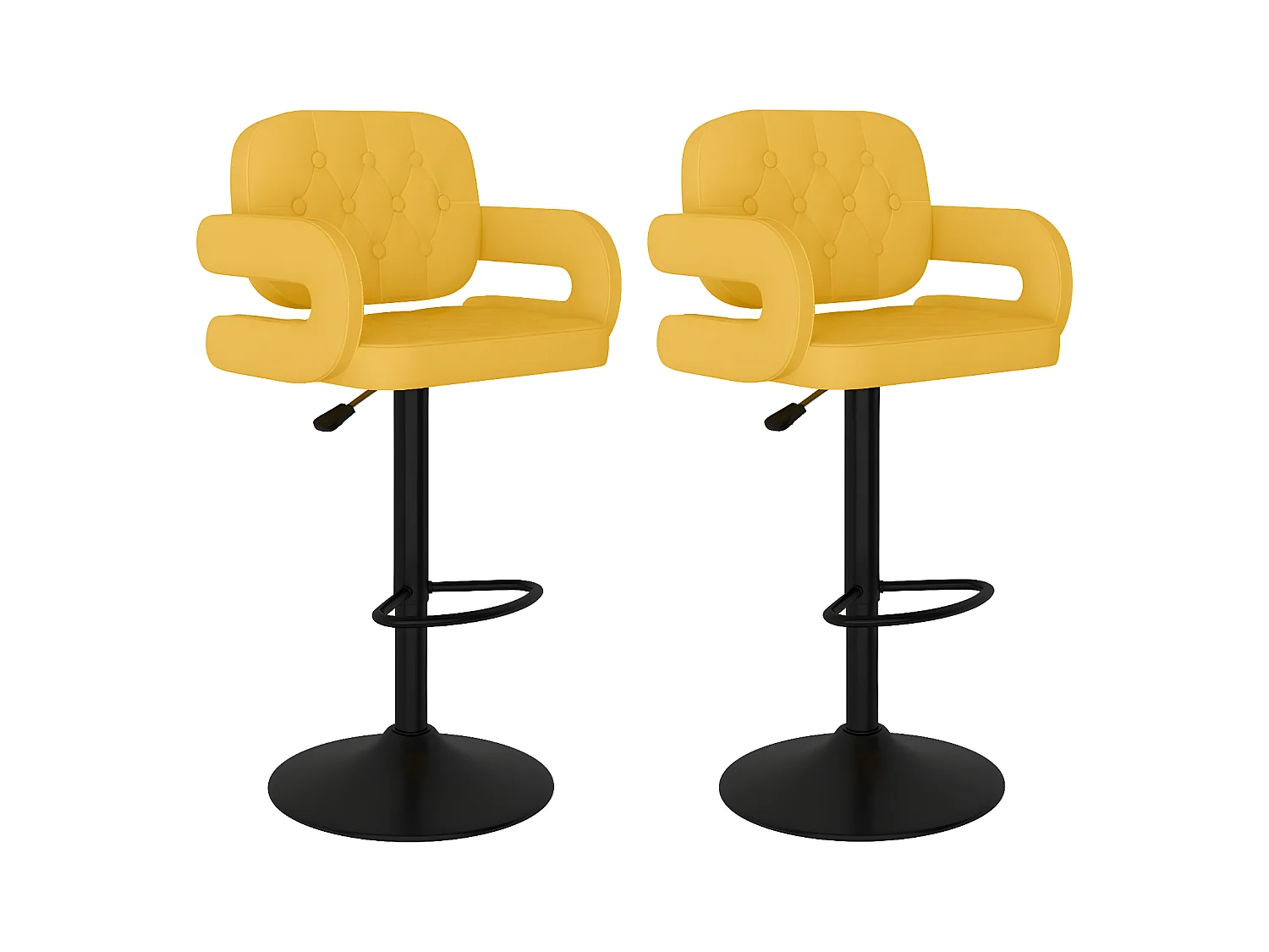 Tabourets de bar 2 pcs Jaune moutarde Tissu Verka