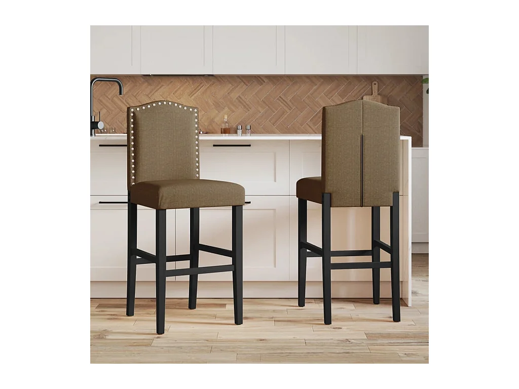 vidaXL Taburetes altos 2 uds madera maciza de caucho y tela Gris Topo