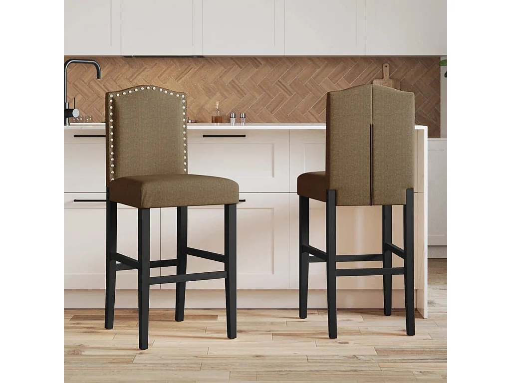 Barstoelen 2 st massief rubberhout en stof