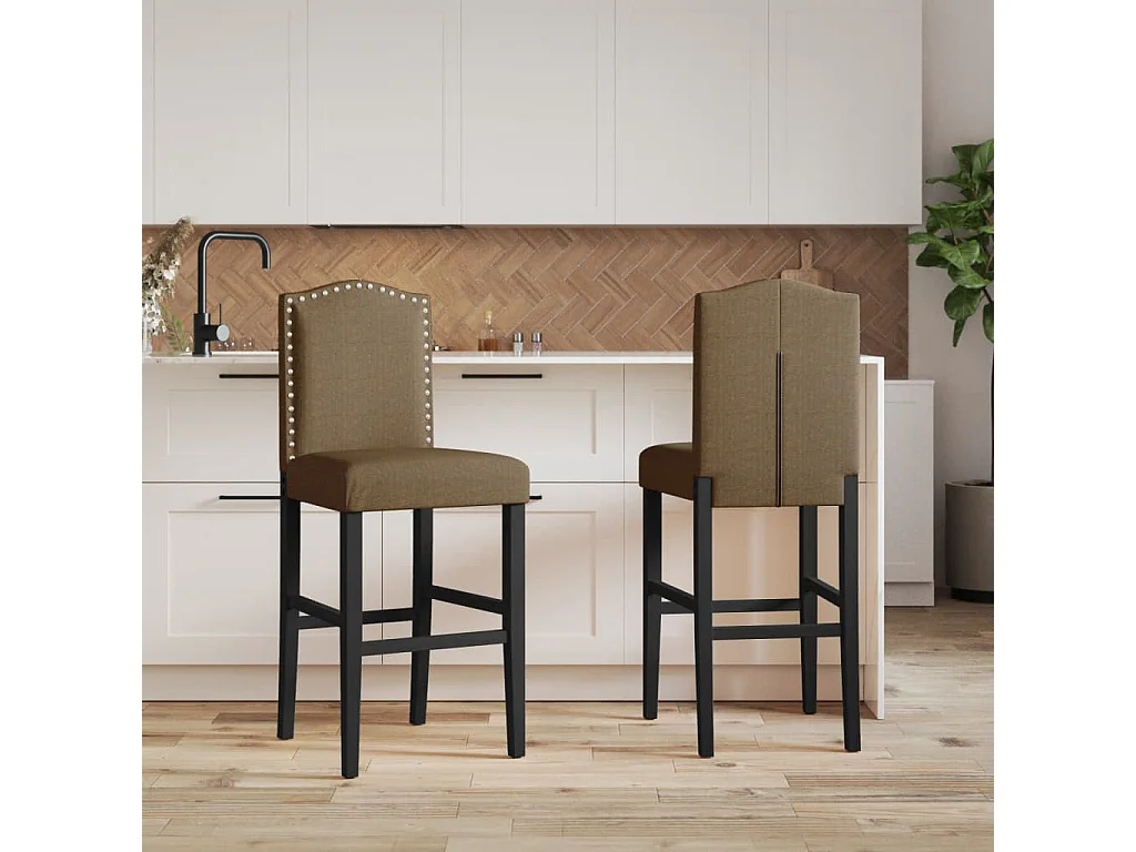 Barstoelen 2 st massief rubberhout en stof