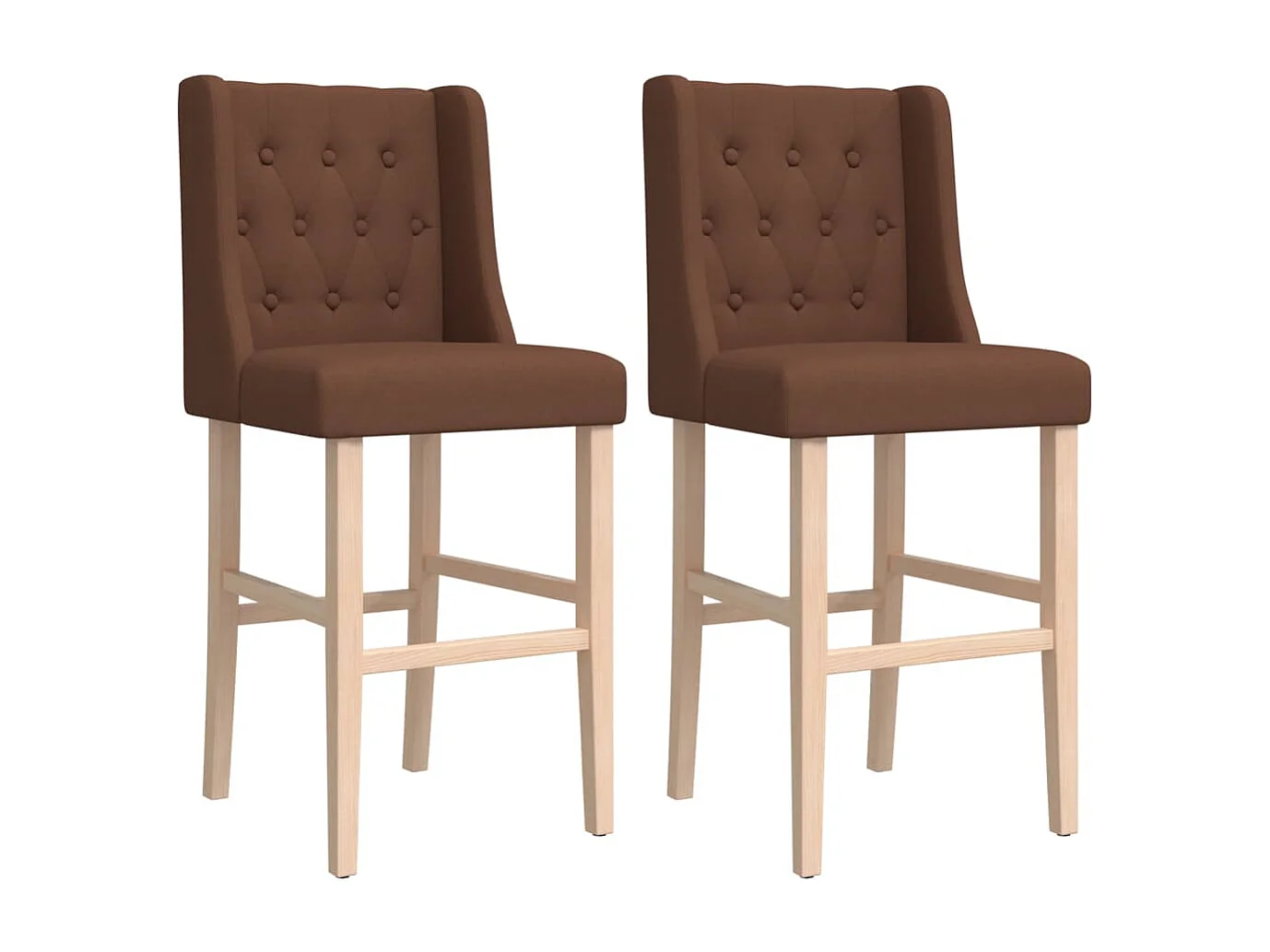 Chaises de bar lot de 2 bois massif d'hévéa et tissu