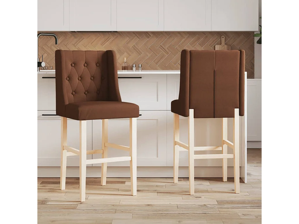 Chaises de bar lot de 2 bois massif d'hévéa et tissu
