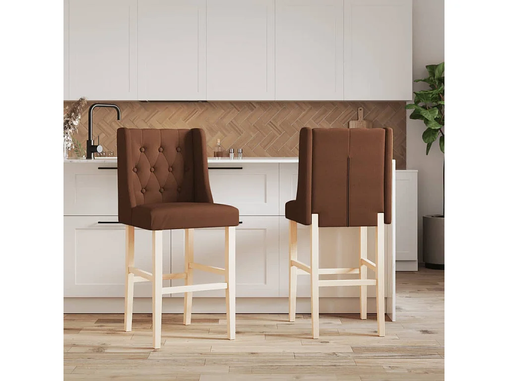 Chaises de bar lot de 2 bois massif d'hévéa et tissu
