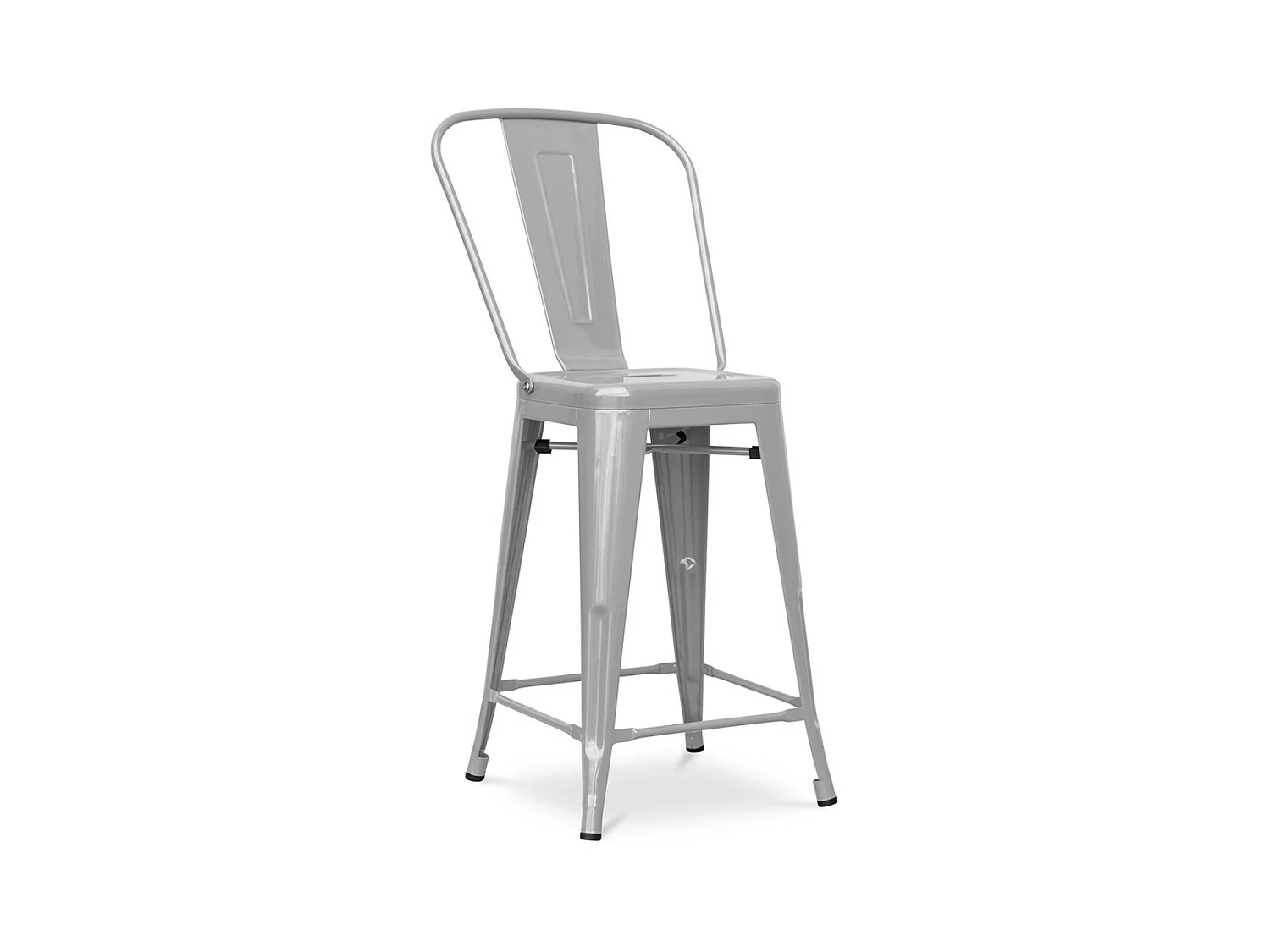 Industriële kruk met hoog gepolijste stalen rugleuning Kalax 60 cm - Topklasse-Kleur Lichtgrijs