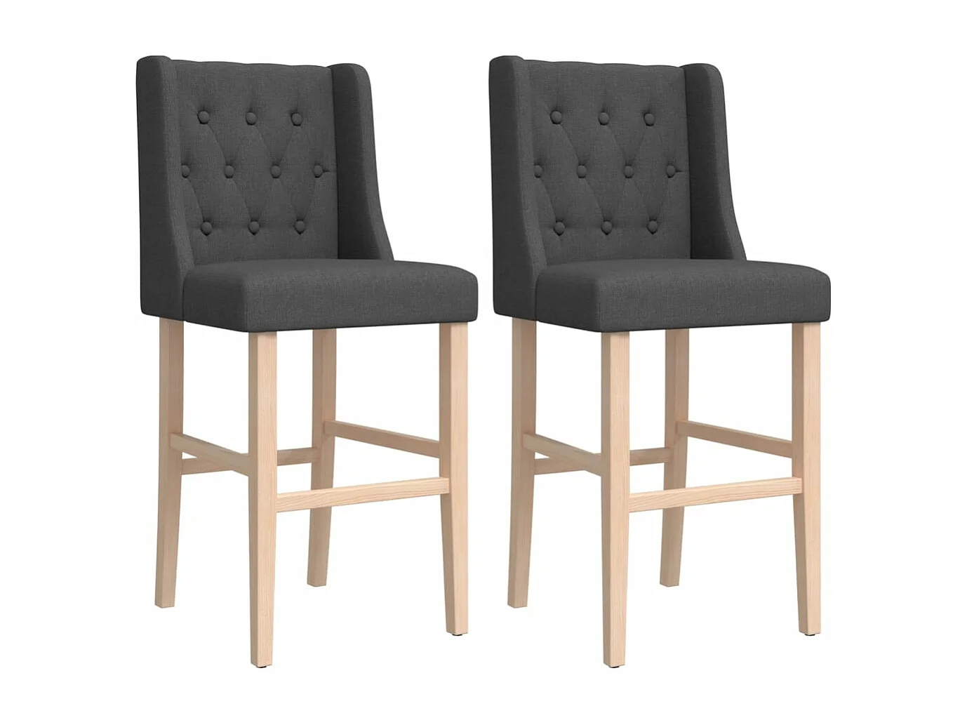 Chaises de bar lot de 2 bois massif d'hévéa et tissu