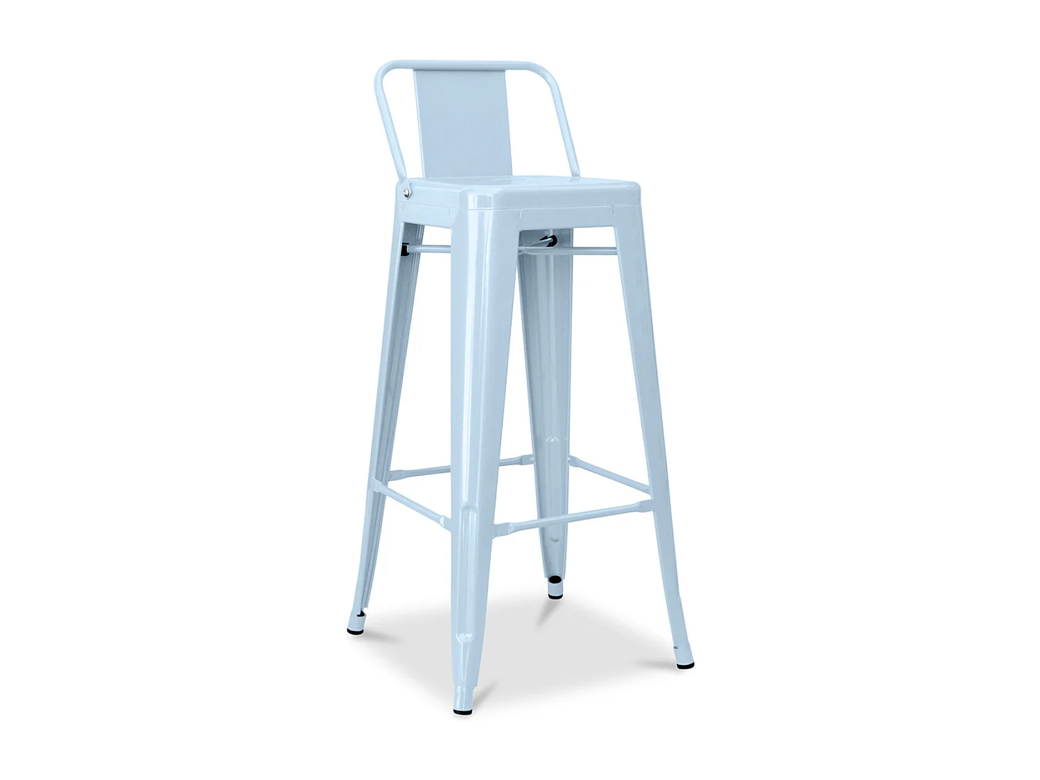 Tabouret haut industriel avec dossier acier brillant Kalax 76cm --Couleur Bleu clair