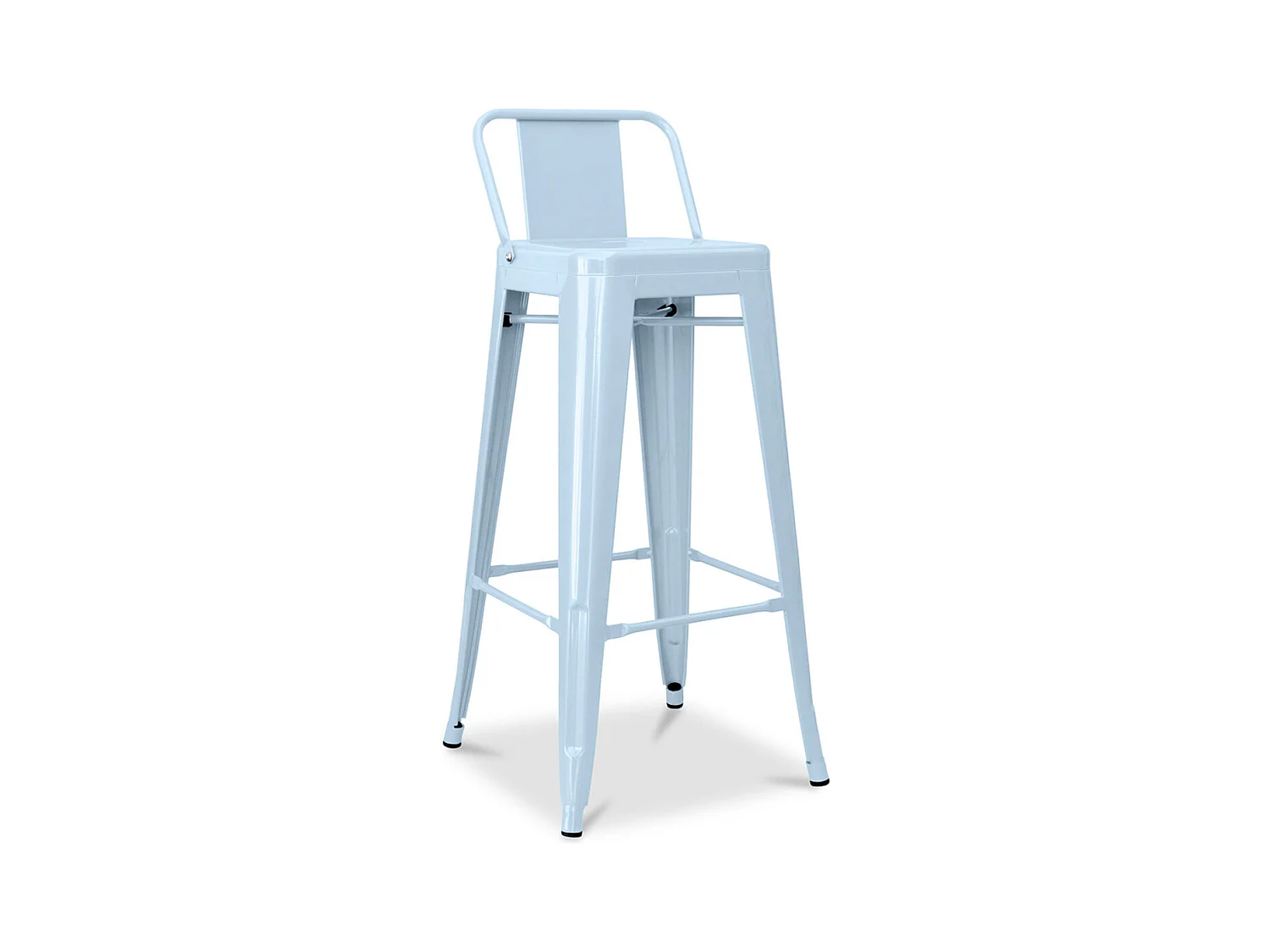 Tabouret haut industriel avec dossier acier brillant Kalax 76cm --Couleur Bleu clair