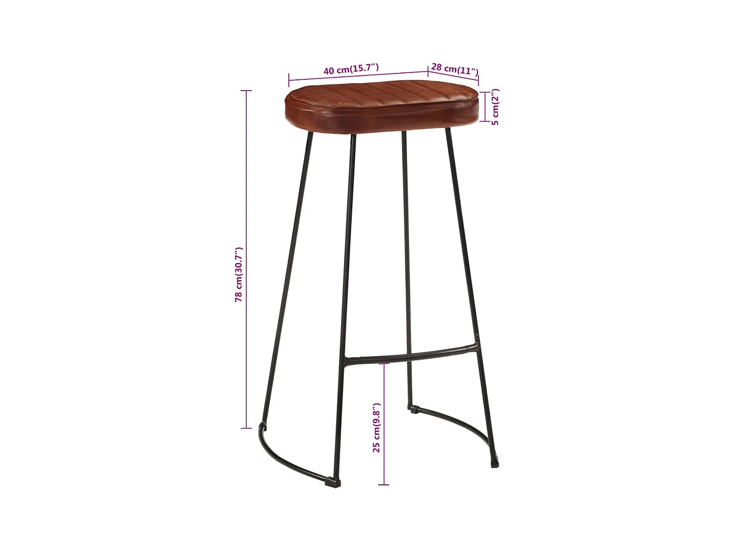 Barkrukken 2 st Gavin 44x37,5x78 cm donkerbruin