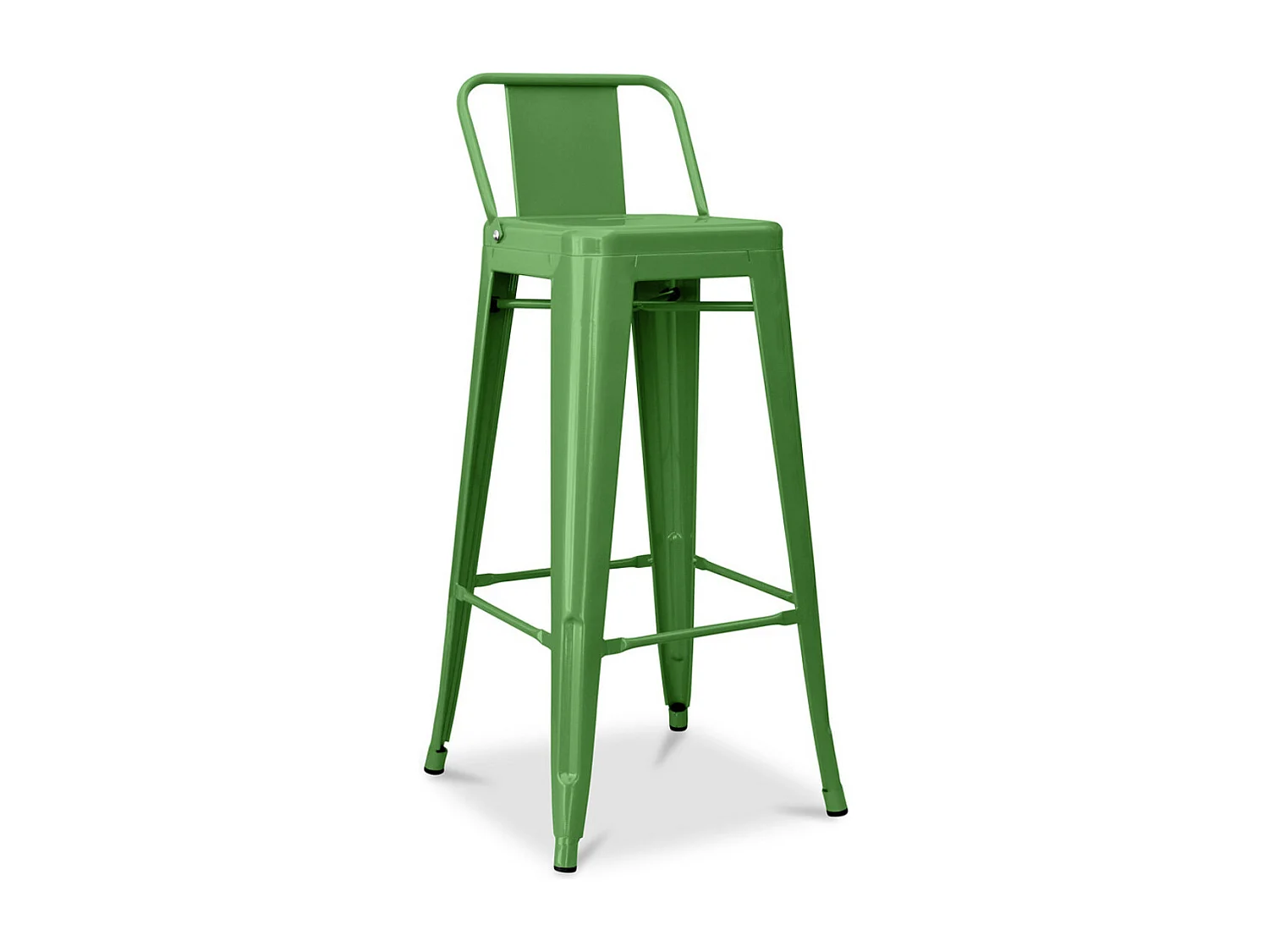 Tabouret haut industriel avec dossier acier brillant Kalax 76cm --Couleur Vert