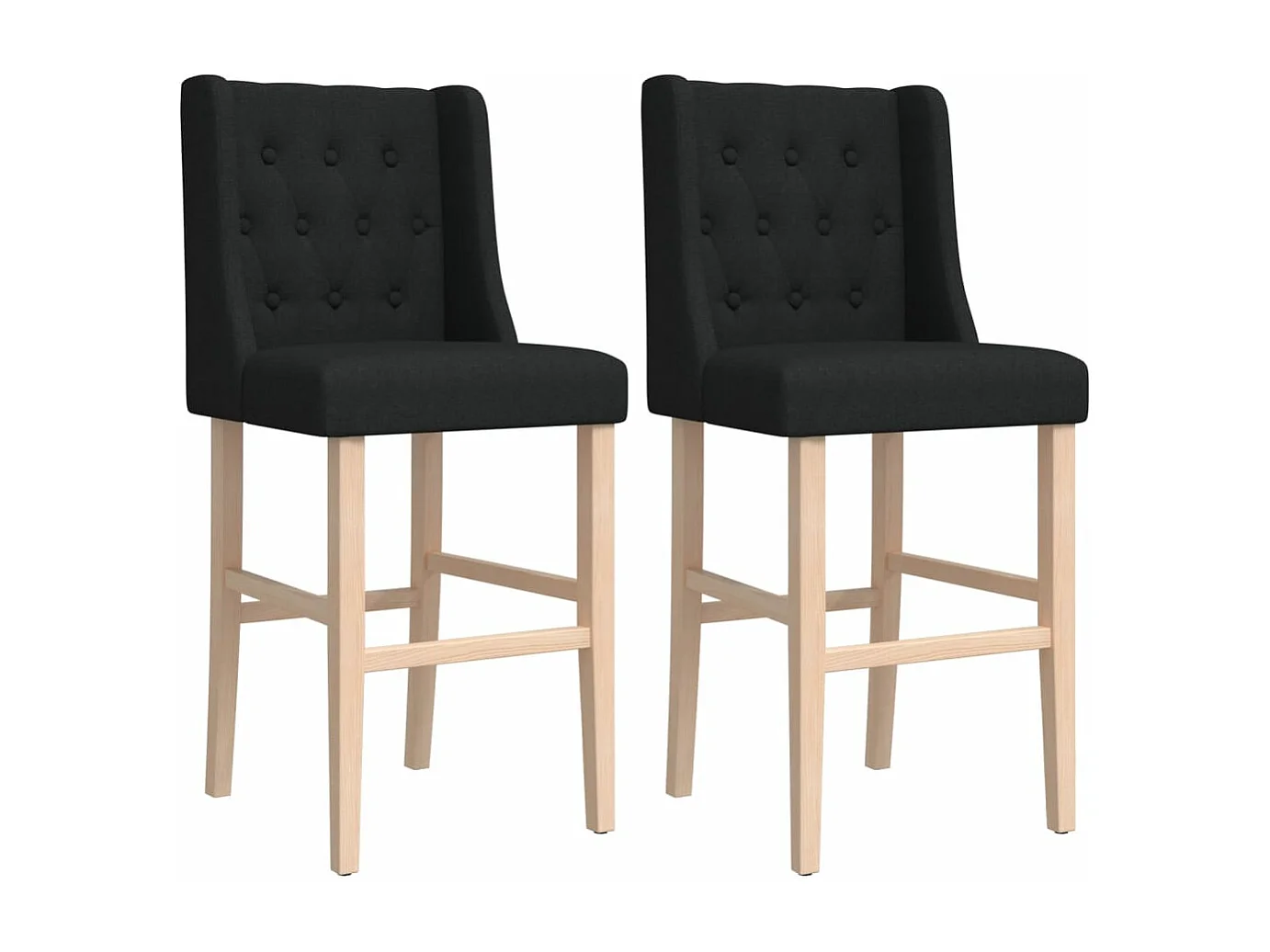 Chaises de bar lot de 2 bois massif d'hévéa et tissu