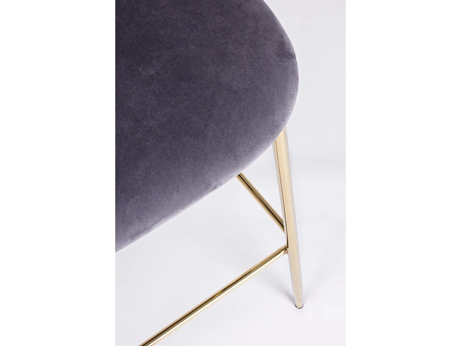 Tabouret de bar en velours gris et pieds acier Cam - Lot de 2