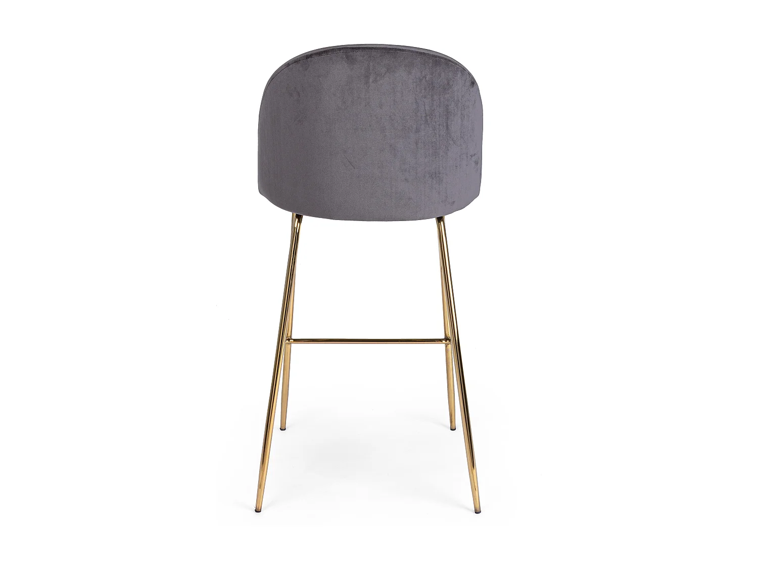 Tabouret de bar en velours gris et pieds acier Cam - Lot de 2