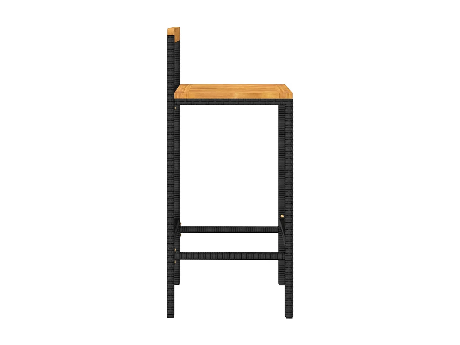 Tabourets de bar 4 pcs noir résine tressée et bois d'acacia