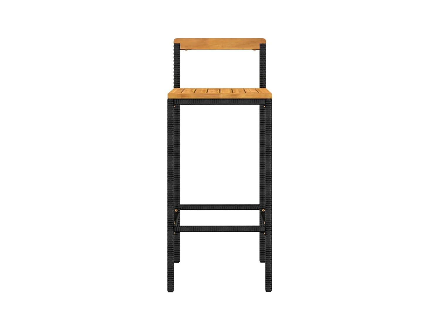 Tabourets de bar 4 pcs noir résine tressée et bois d'acacia