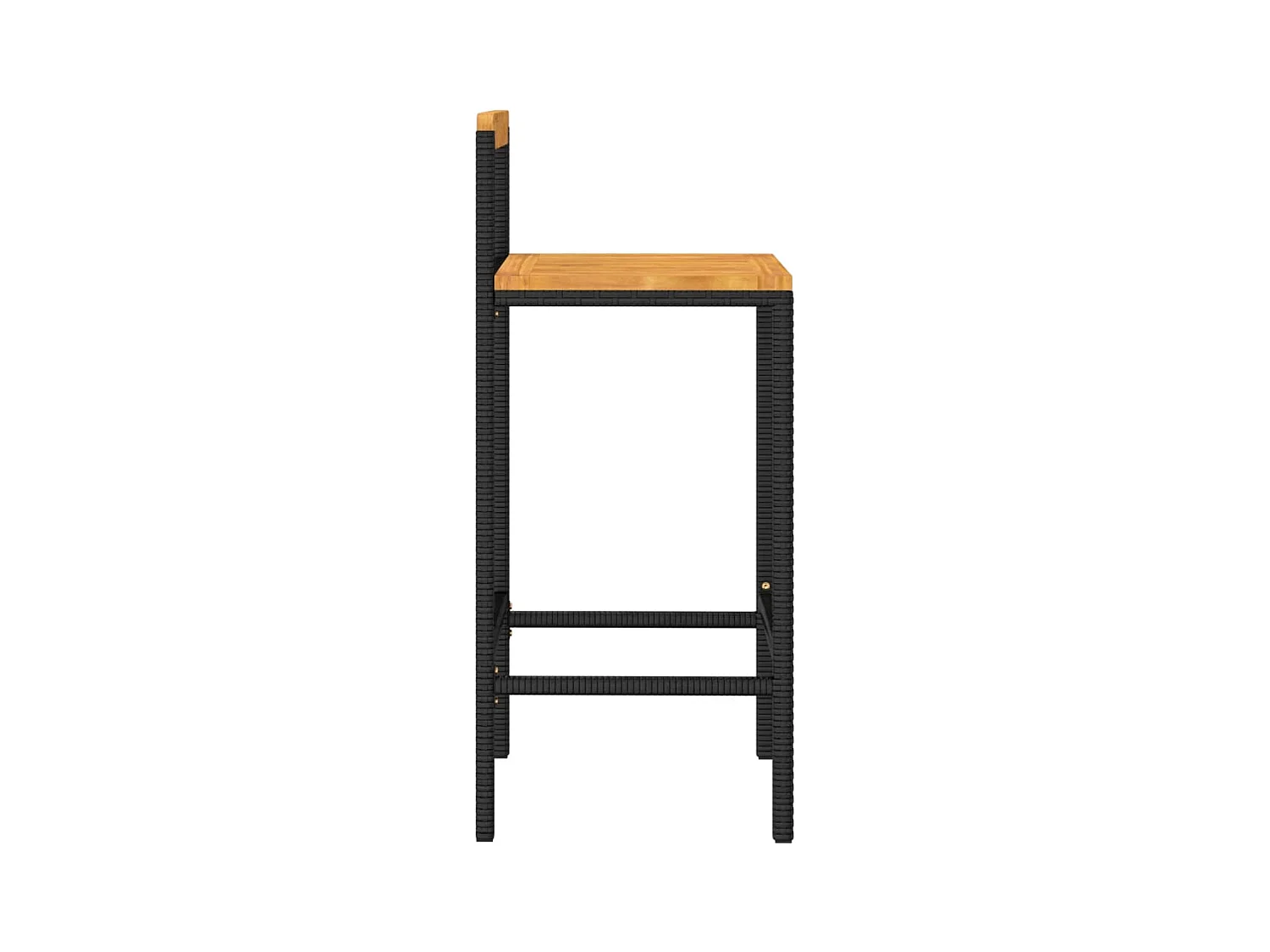 Tabourets de bar 4 pcs noir résine tressée et bois d'acacia