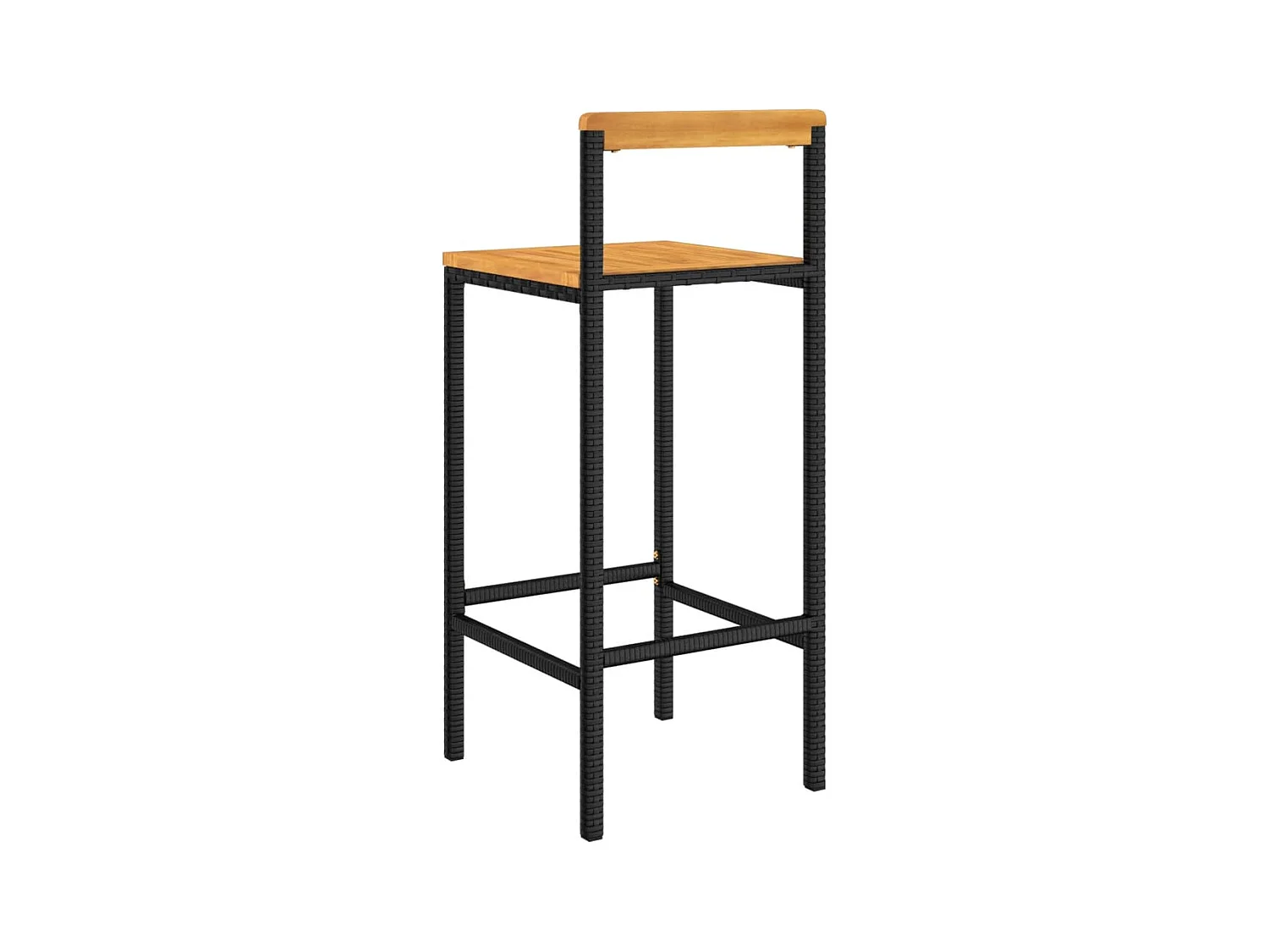 Tabourets de bar 4 pcs noir résine tressée et bois d'acacia