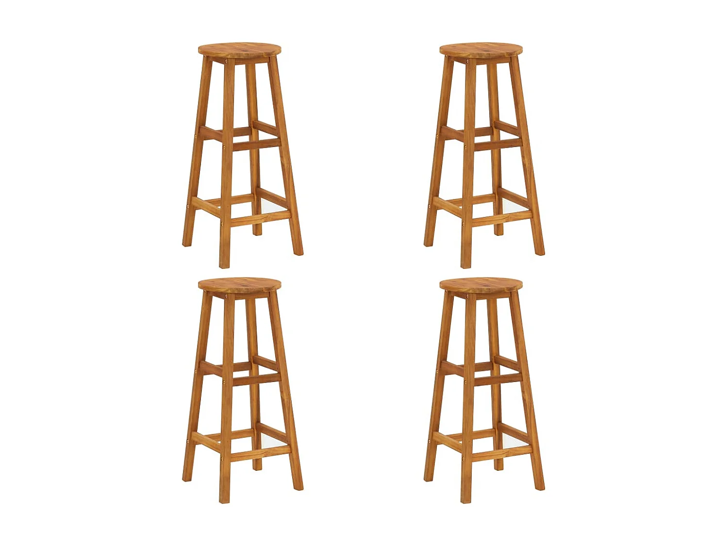 Tabouret de bar acacia massif clair Oli - Lot de 4