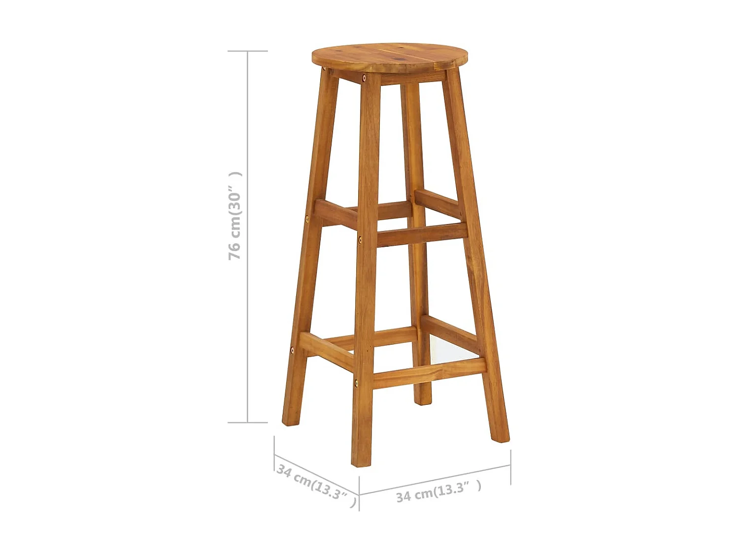 Tabouret de bar acacia massif clair Oli - Lot de 4