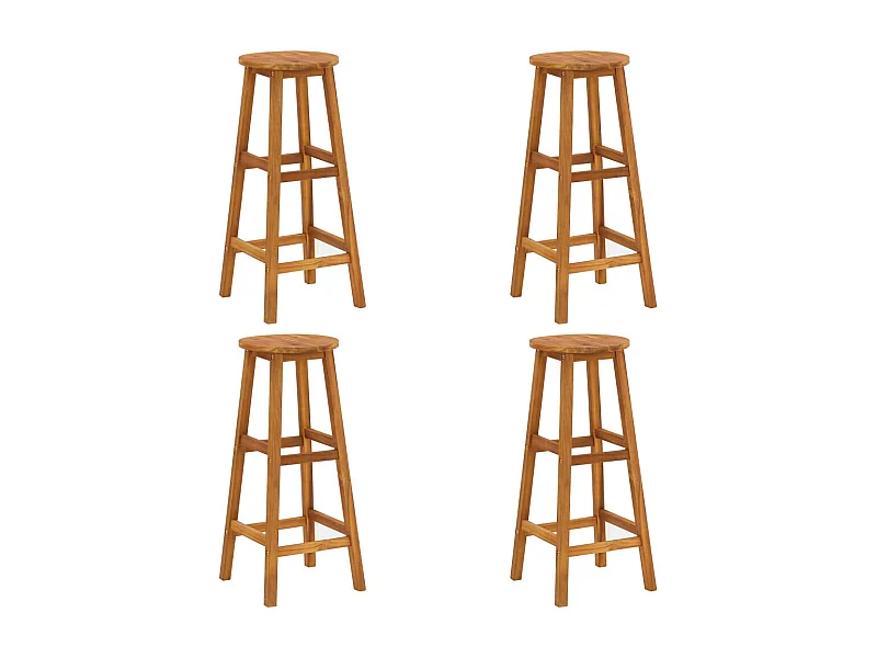 Tabouret de bar acacia massif clair Oli - Lot de 4