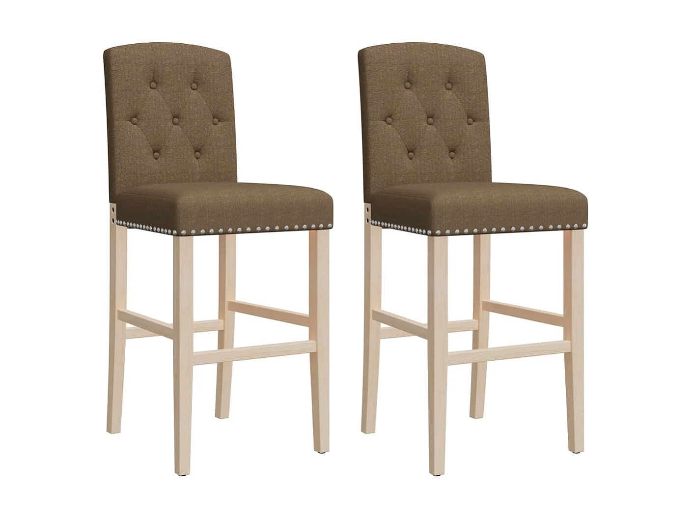 vidaXL Taburetes altos 2 uds madera maciza de caucho y tela Gris Topo