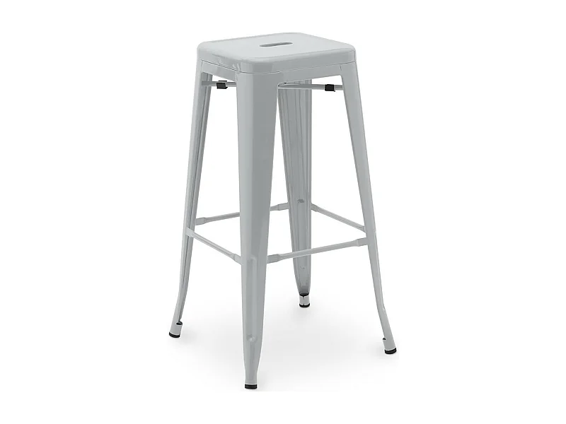 Tabouret haut industriel acier brillant renforcé Kalax 76cm --Couleur Gris clair