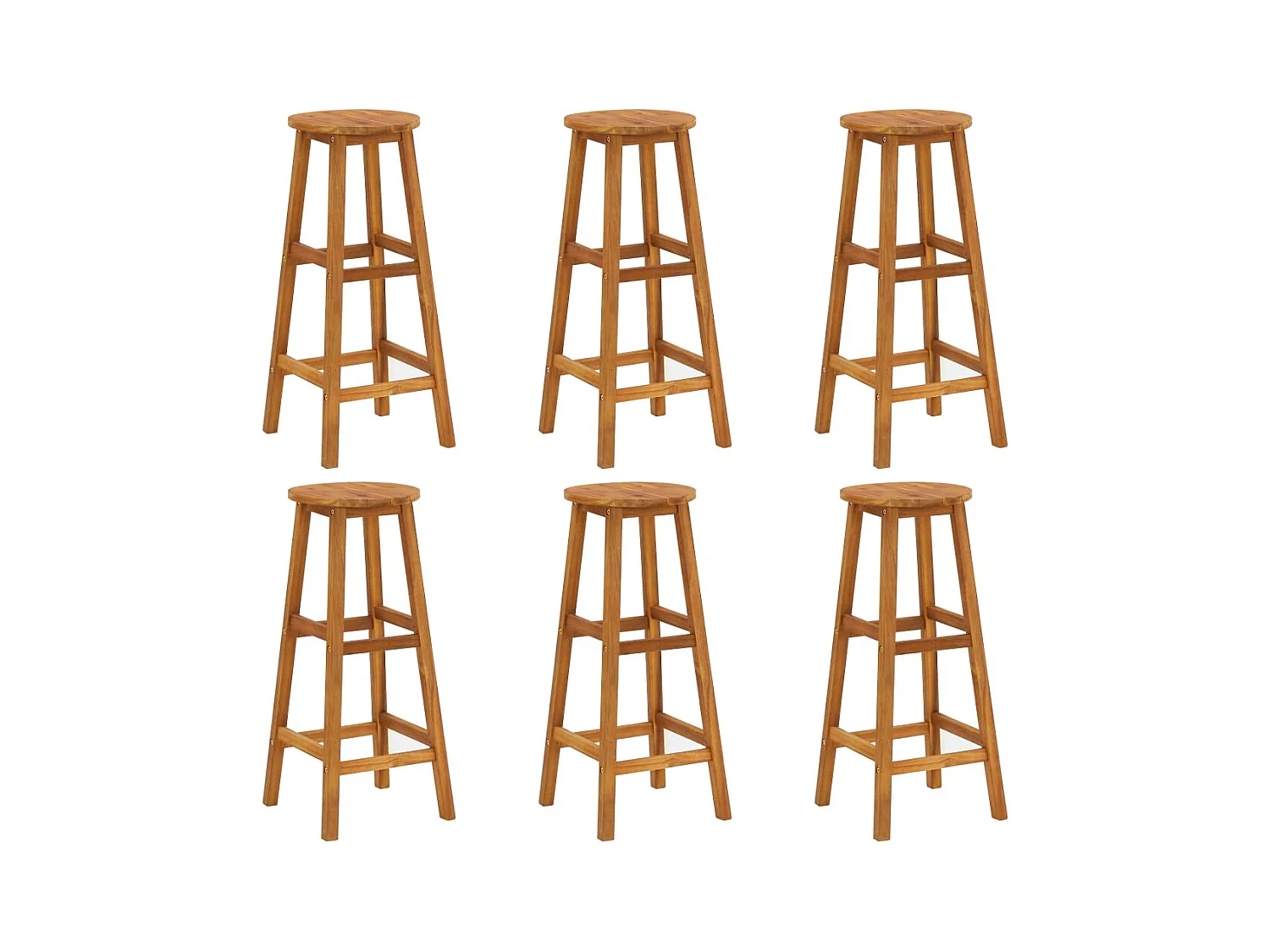 Tabouret de bar acacia massif clair Oli - Lot de 6