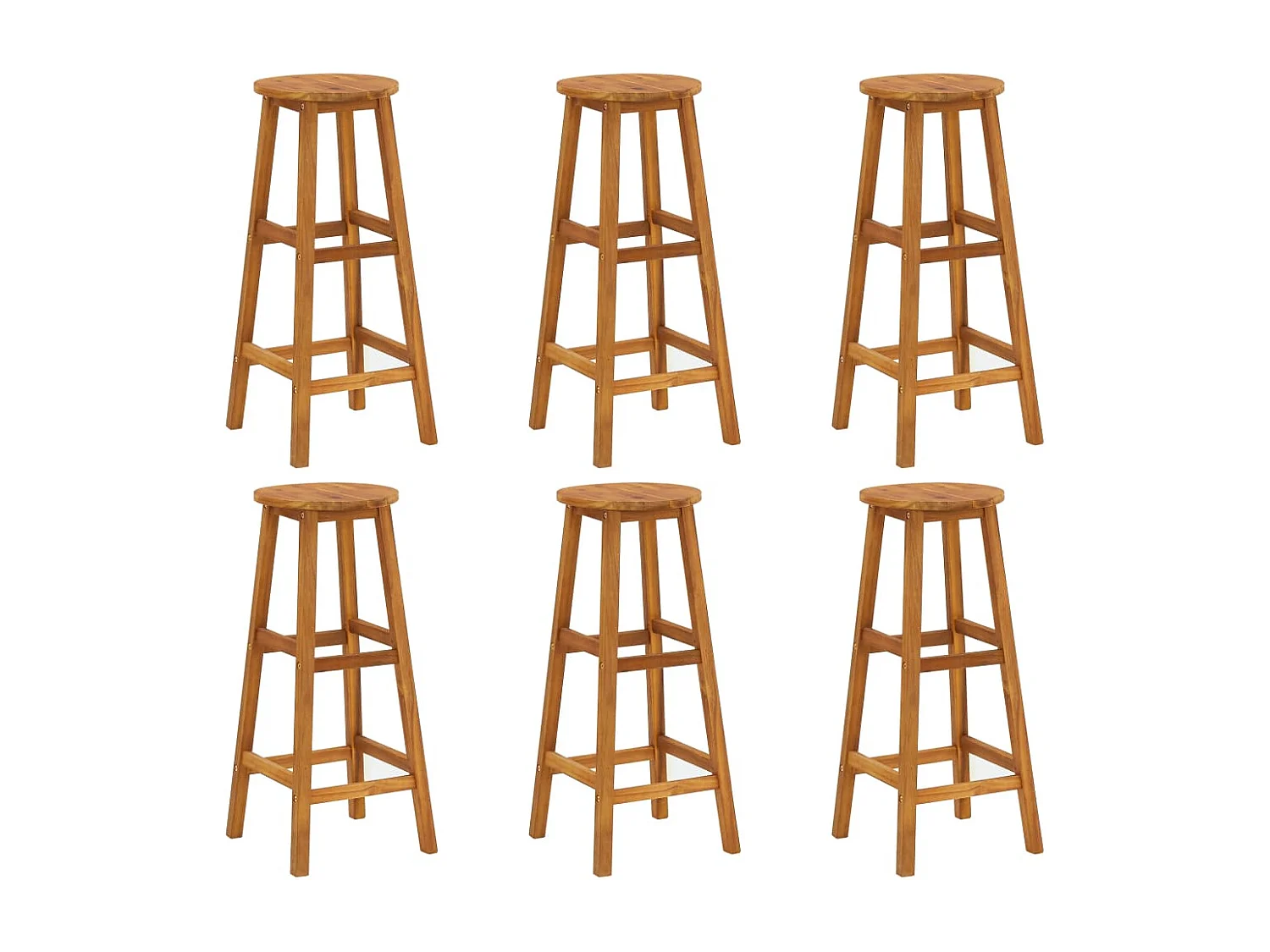 Tabouret de bar acacia massif clair Oli - Lot de 6
