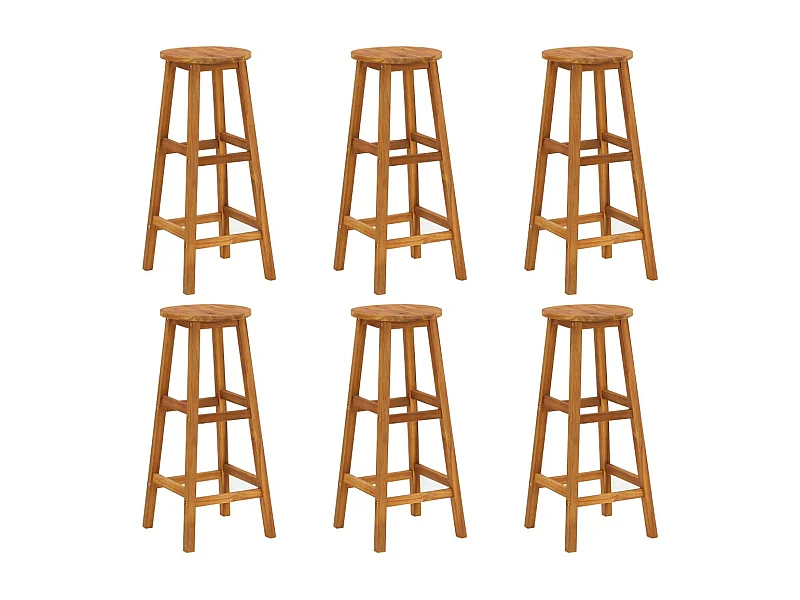 Tabouret de bar acacia massif clair Oli - Lot de 6