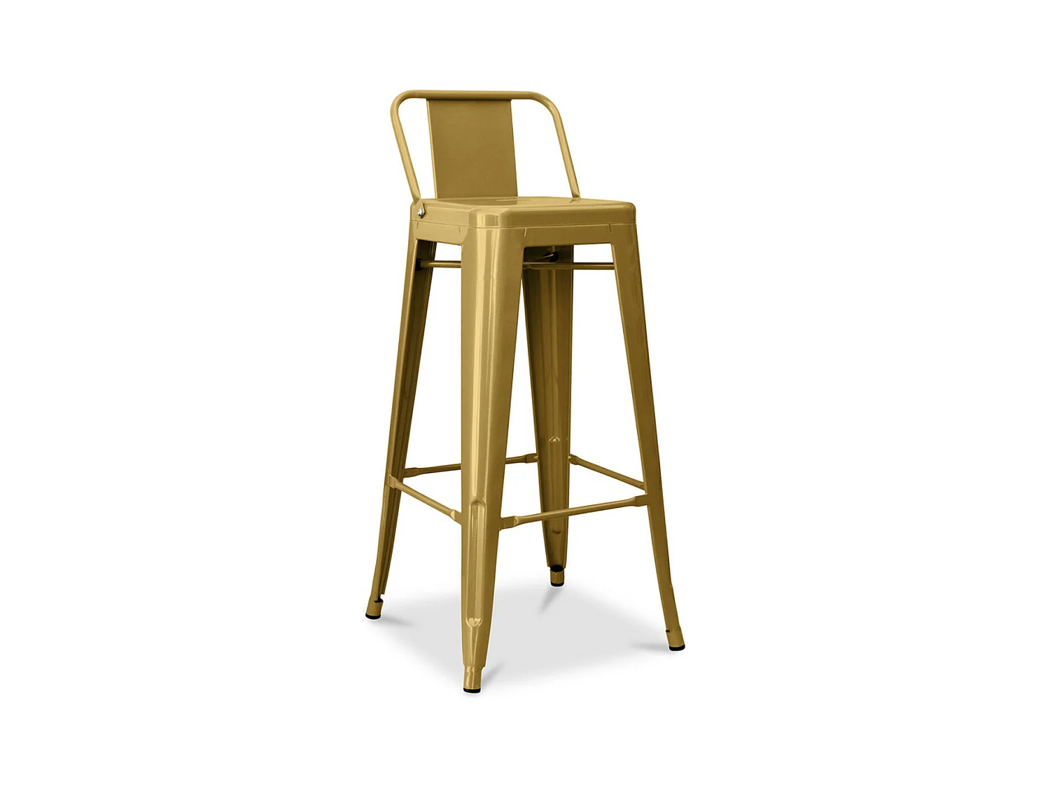 Tabouret haut industriel avec dossier acier brillant Kalax 76cm --Couleur Doré