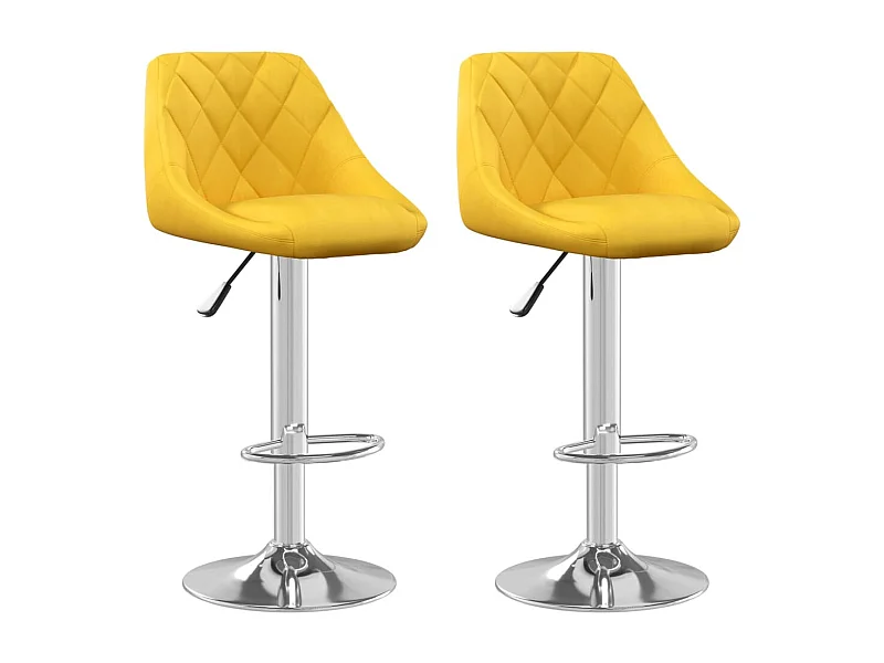Tabourets de bar 2 pcs Jaune moutarde Velours 7
