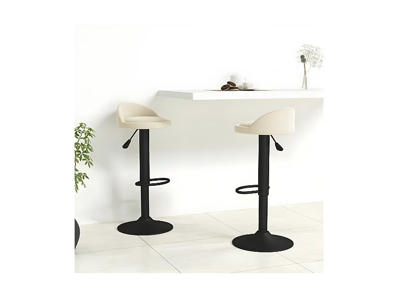 Tabourets de bar 2 pcs Crème Velours 10