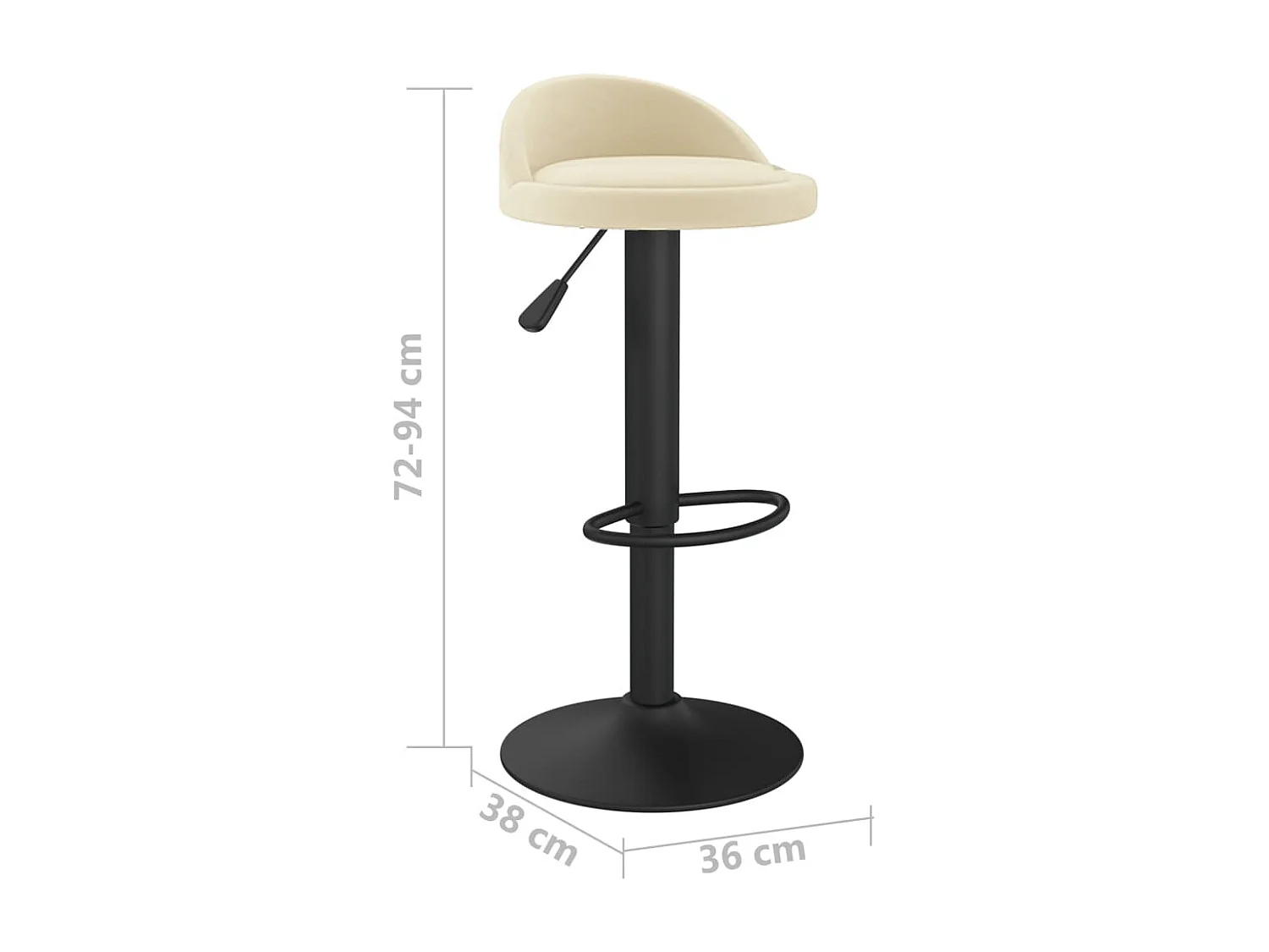 Tabourets de bar 2 pcs Crème Velours 10